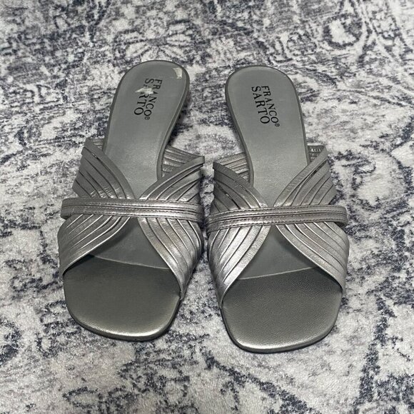 Franco Sarto EMMA Silver Metallic Strappy Mules Sandals Size 7 - Picture 3 of 7